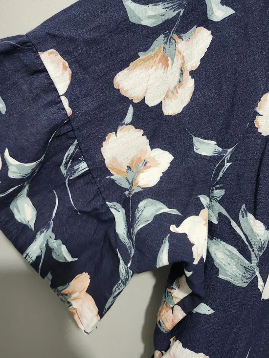 Nursing Queen Navy Floral Tiered Nursing Dress with Pink Blooms Size 2X - Picture 9 of 9